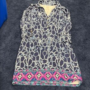 Lilly Pulitzer Navy and Pink Geometric Dress